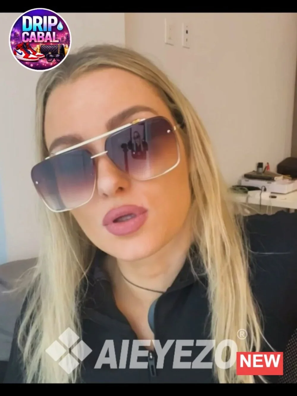 Oversized Square Metal Frame Sunglasses